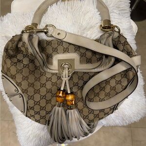 Gucci Beige and Tan Shoulder Bag Indy